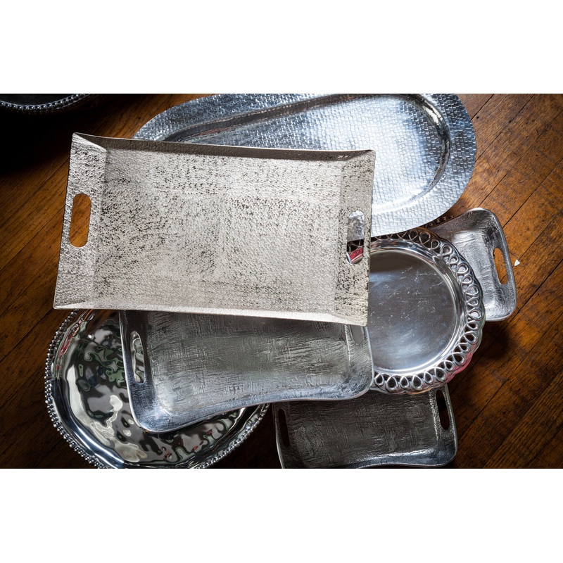 Rectangular Tray with Bead Border and Handles