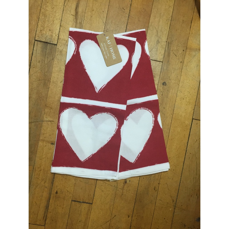 Red Towel with White Hearts