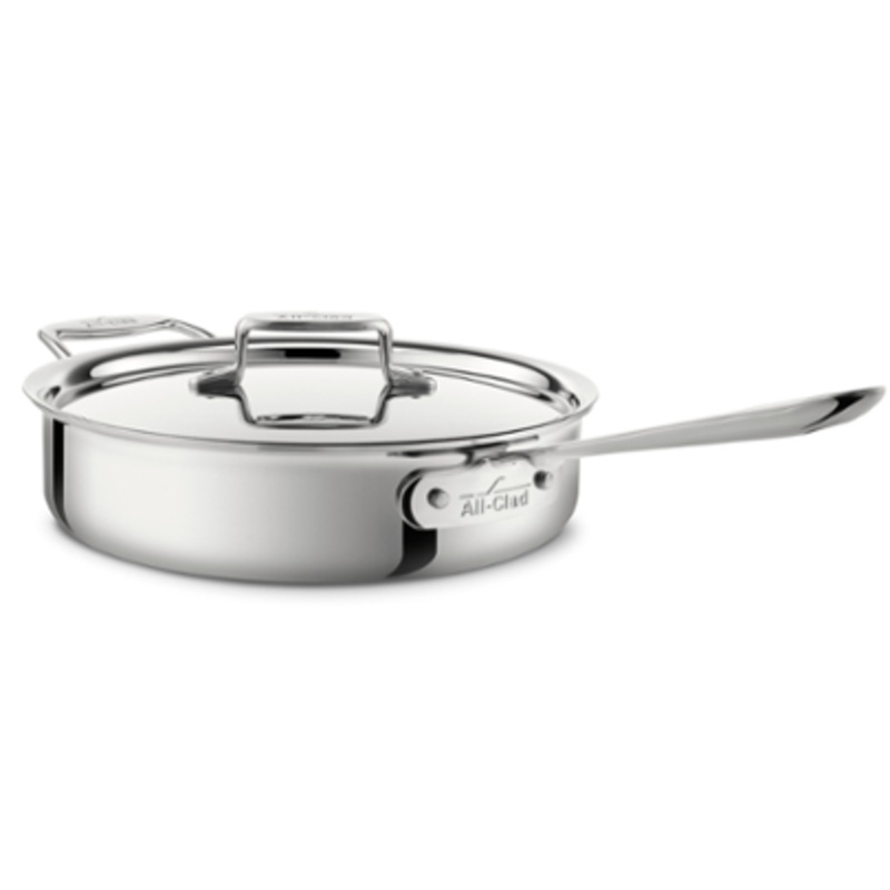 All-Clad, D3 Stainless 3-ply Bonded Cookware, Saute Pan with lid, 3 quart