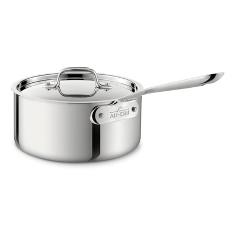 All-Clad , D3 Stainless 3-Ply Bonded Cookware, Sauce Pan with Lid, 4 quart