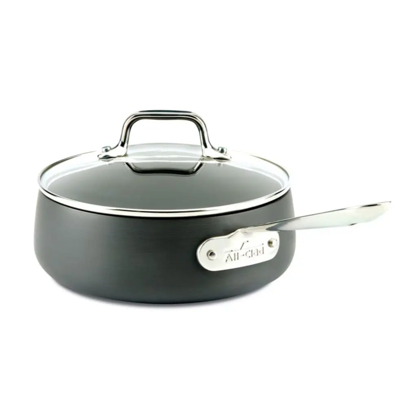 All-Clad - HA1 Hard Anodized Nonstick Cookware, Sauce Pan with Lid, 2.5 quart