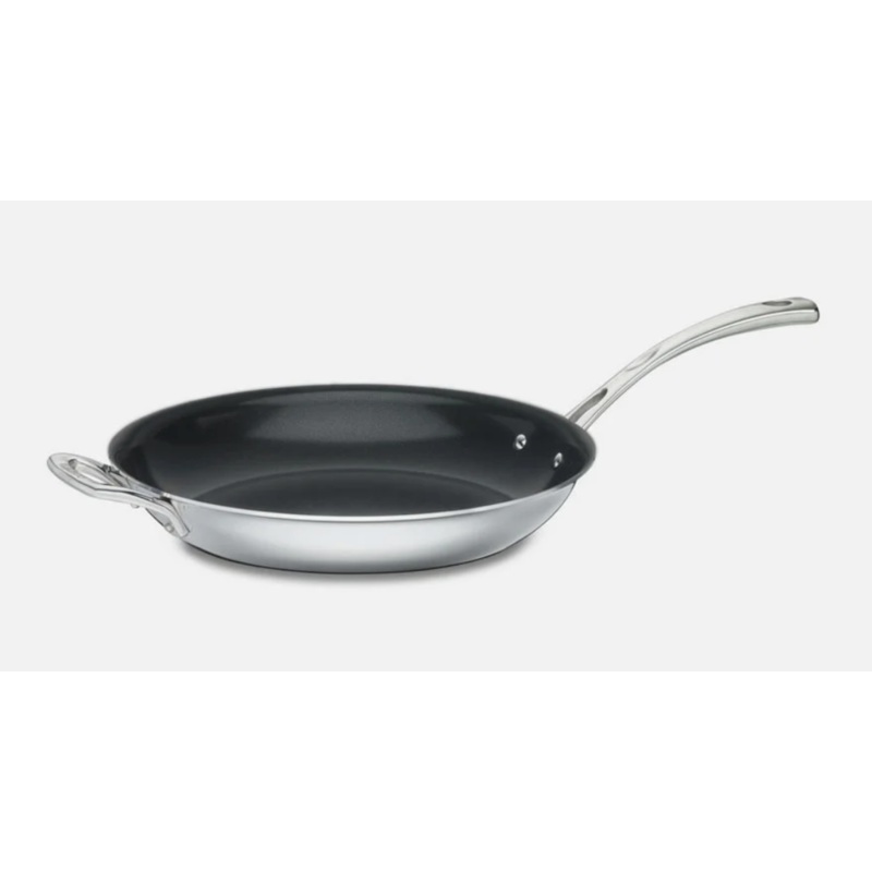 CUISINART - FRENCH CLASSIC TRI-PLY STAINLESS COOKWARE 12" NONSTICK FRYING PAN WITH HELPER HANDLE