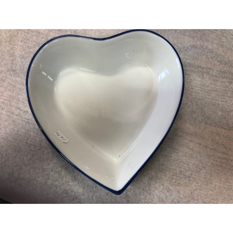 Heart Bowl with Blue Rim Trim