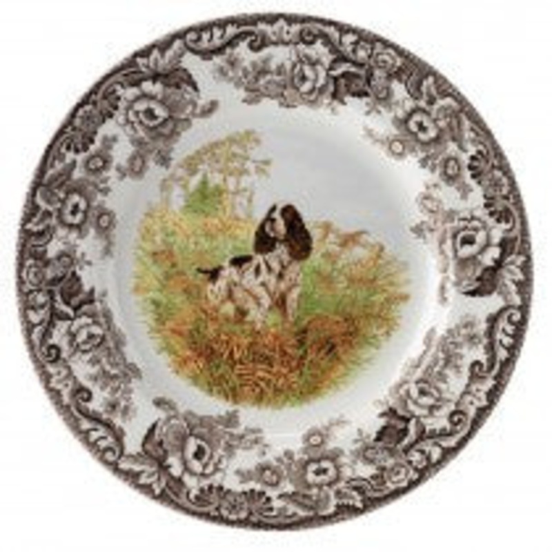 Spode Woodland English Springer Spaniel Salad Plate, 8"