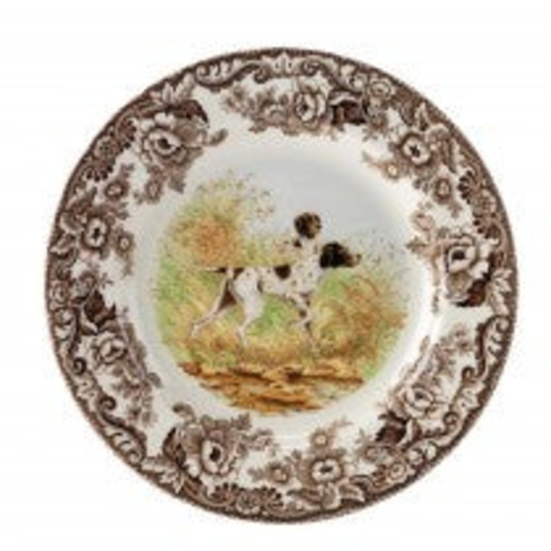 Spode Woodland Flat Coated Pointer Salad Plate, 8"