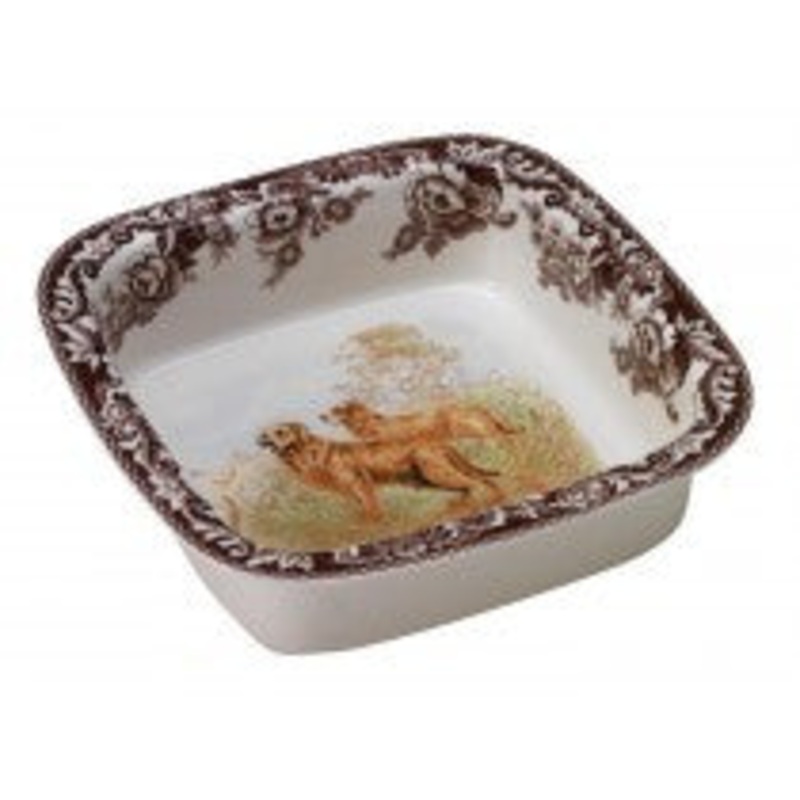 Spode Woodland Golden Retriever Square Rim Dish