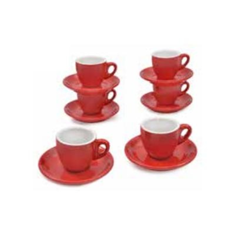 Sara Moka 6-Piece Rosso Cappuccino Cup Set Z11420SCRED