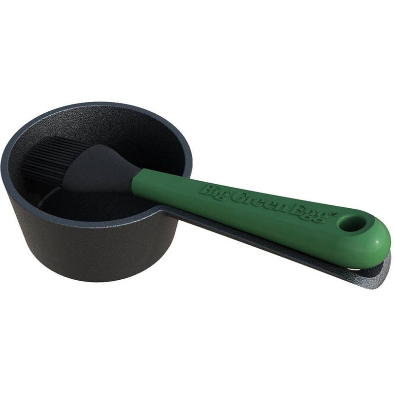 Big Green Egg Cast Iron Sauce Pot with Basting Brush 117663