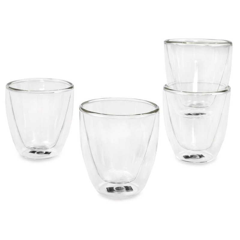 Sara Cucina 4-Piece 70ml Double Wall Glass Espresso Cup Set SA25NH