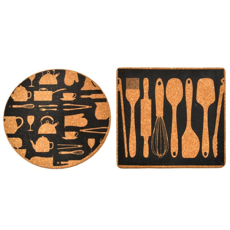 Sara Cucina 2-Piece Cork Trivet Set 90422