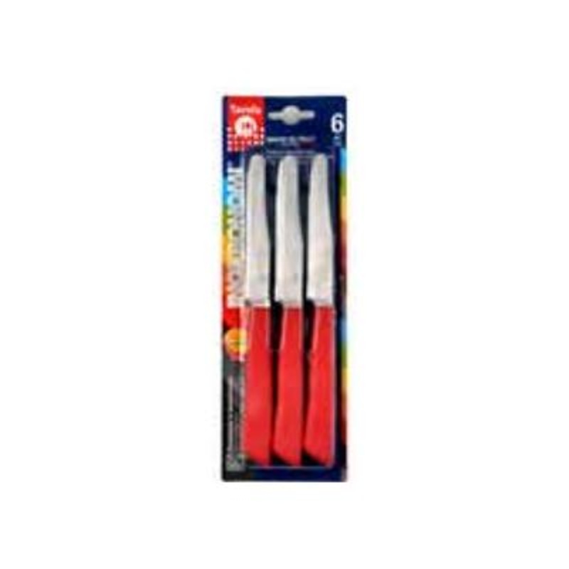 Inoxbonomi Red Handle Table Knives - 6piece 0169-INOX