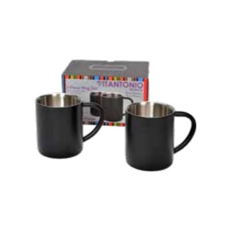 Vitantonio 2-Piece Powder Coated Black Mug Set 48178STBLK
