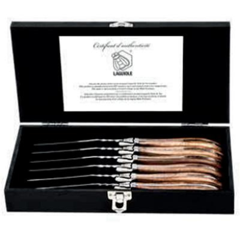 Laguiole 6-Piece Olive Wood Steak Knife Set ExclSteakOlive