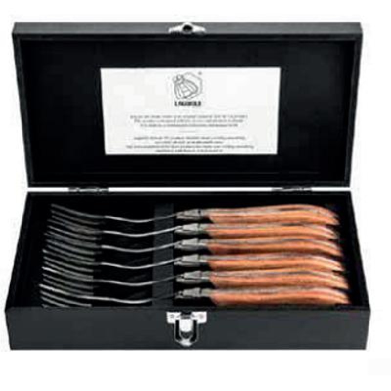 Laguiole 6-Piece Rose Wood Handled Fork Set ExclForkRose