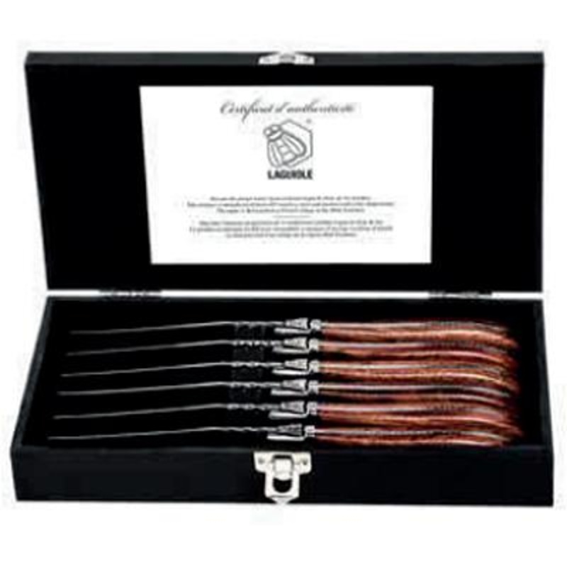 Laguiole 6-Piece Rose Wood Steak Knife Set ExclSteakRose