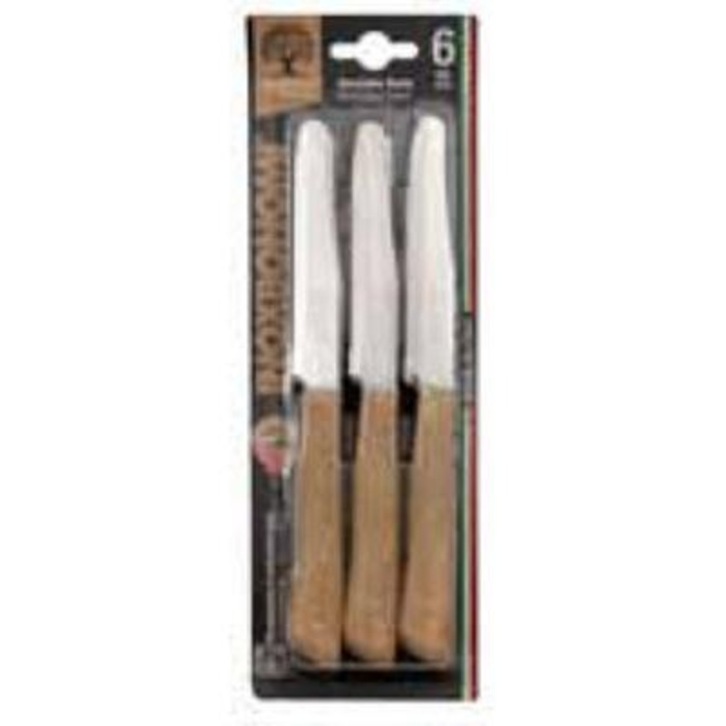 Inoxbonomi 6-Piece Wood Grain Handle Table Knife Set 7060