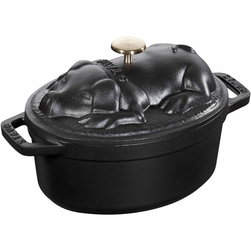 Staub 1 Liter Cast Iron Oval Cocotte with Pig Lid 1003185