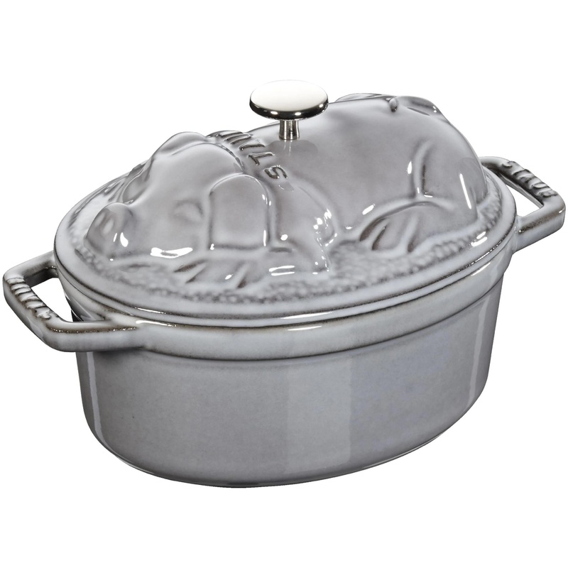 Staub 1 Liter Cast Iron Oval Cocotte with Pig Lid 1003187