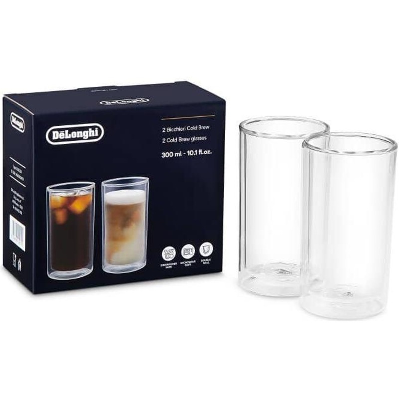 Delonghi Double Wall Cold Brew Glass Large (10.1fl oz/300ml) Set of 2 DLSC325