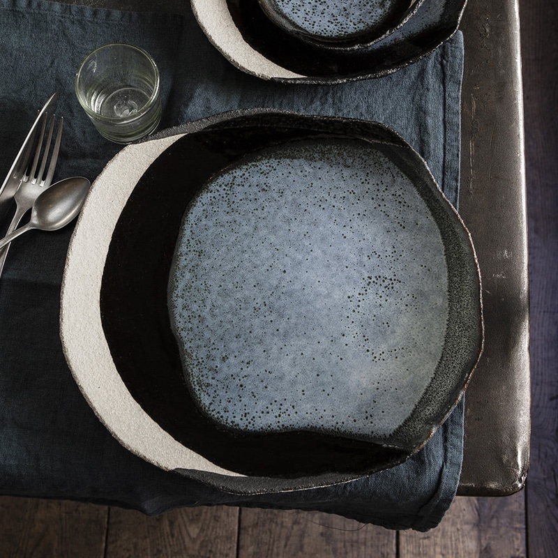 Assiette en cramique Wabi - Bleu