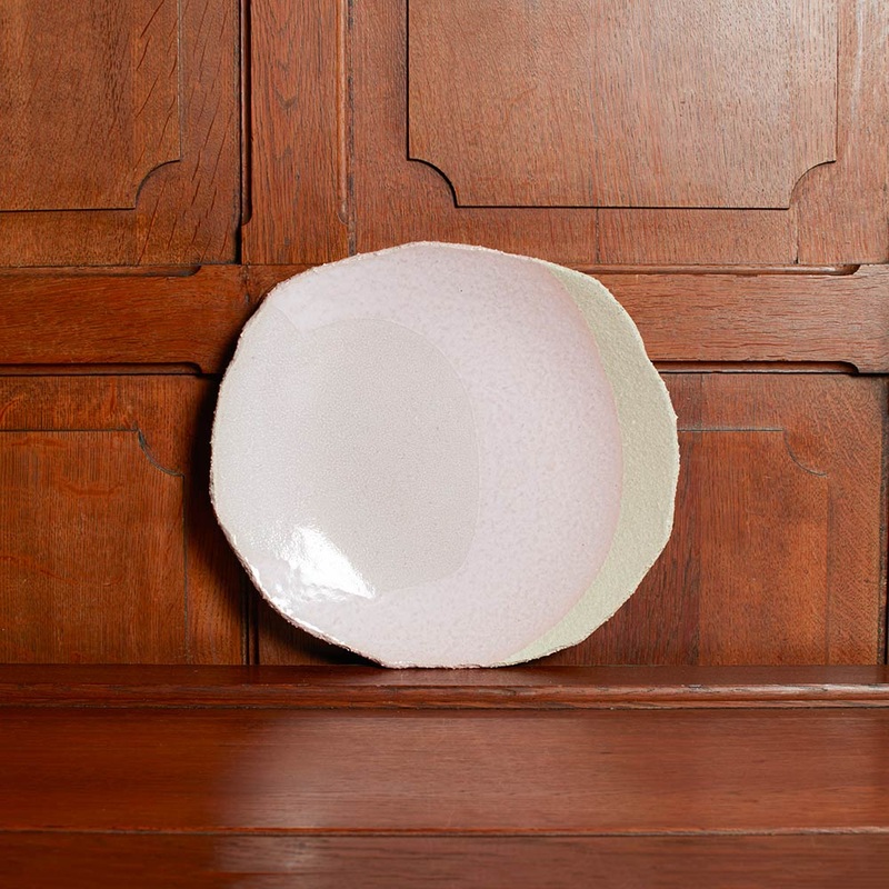 Assiette en grs maill  Wabi - Rose