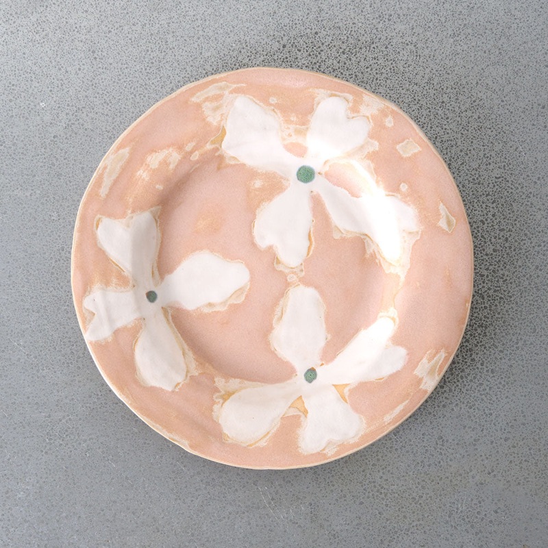 Assiette Fleurs L - Rose