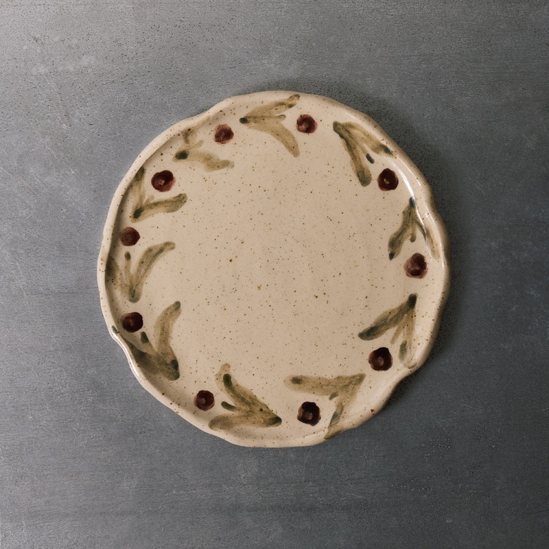 Assiette Fleurs - Marron