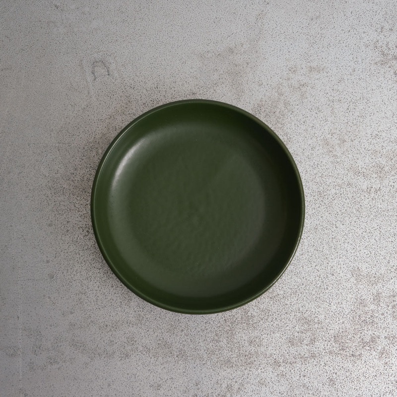 Assiette creuse en grs fin - Kaki