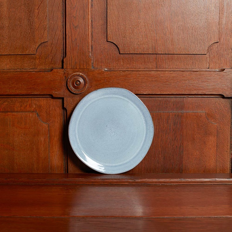 Assiette plate en faence - Bleu Clair