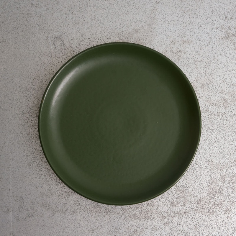 Assiette plate en grs fin - Kaki