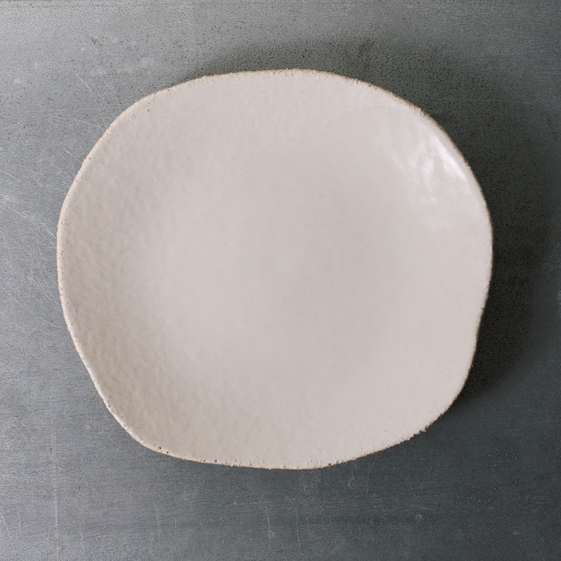 Assiette plate en grs maill Wabi - Blanc