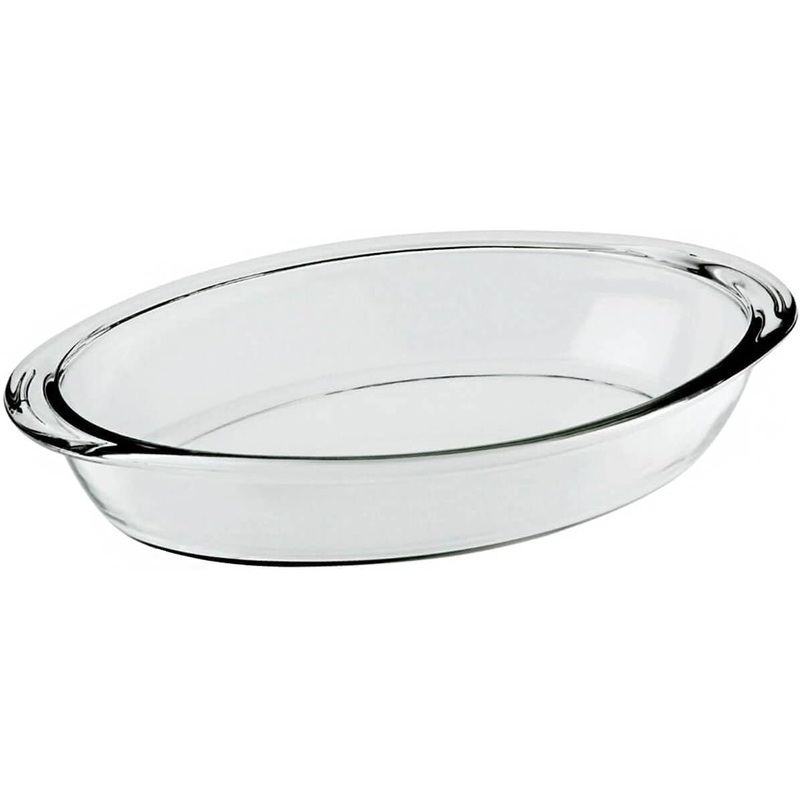 NADIR Oval Borosilicate Baking Tray/Roaster 2.5 Liter, 310mm*205mm*57mm