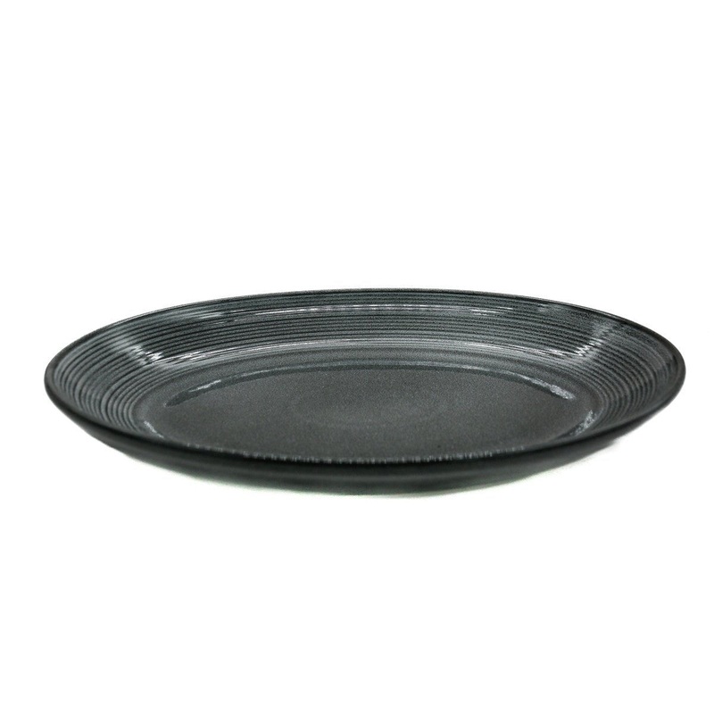AKDC-Ceramic Deep Oval Plate Black