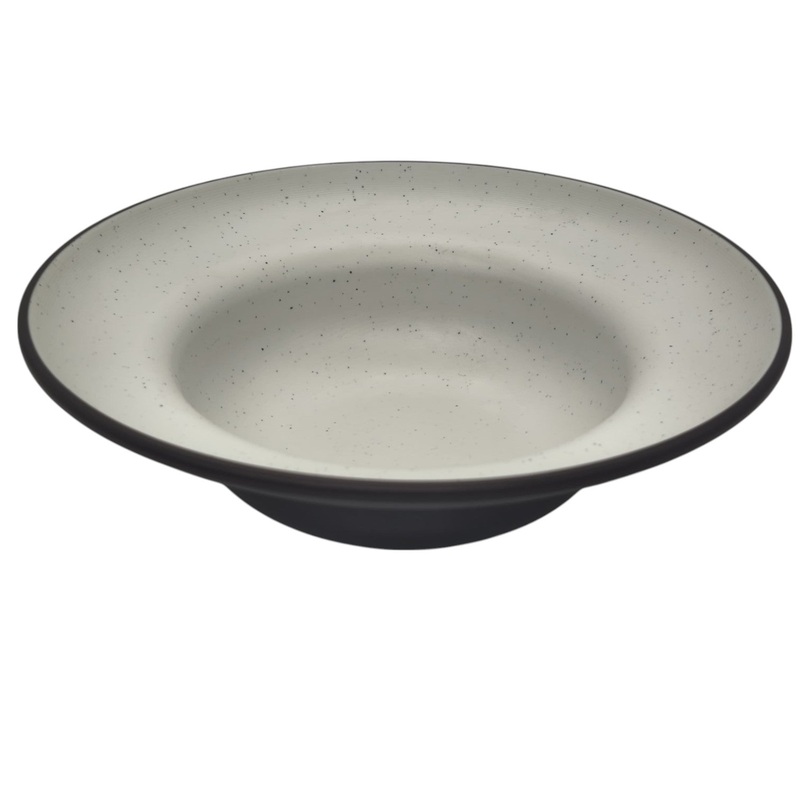 AKDC Melamine Soup Plate Durable-23cmX7cm-Brown&White