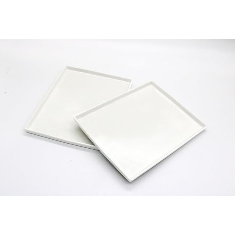AKDC rectangle Ceramic Plate set of 2 White