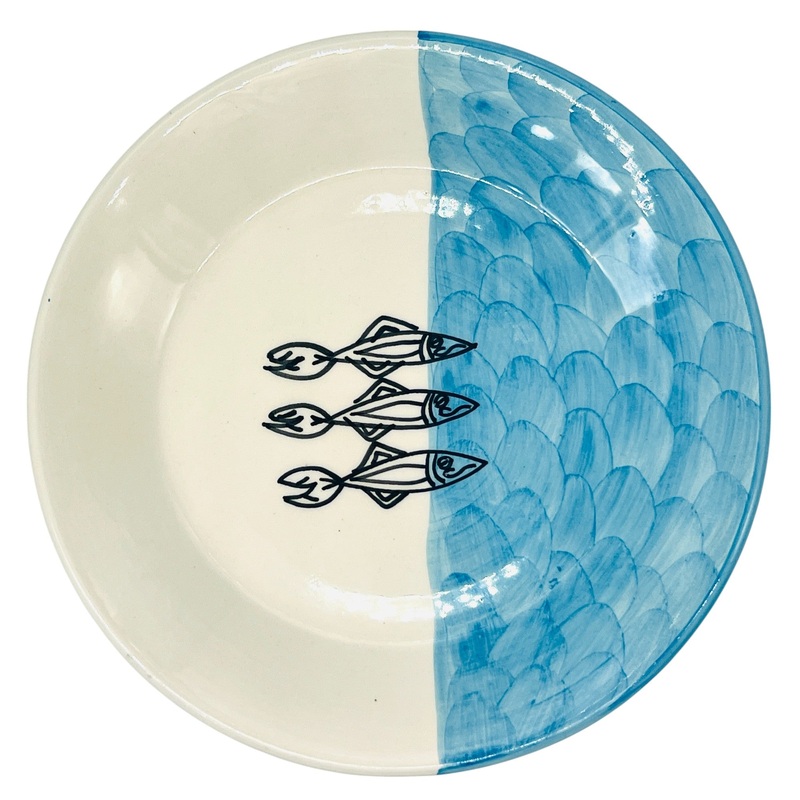 AKDC Round Ceramic Plate 20.5cm*3cm, Sardine Blue