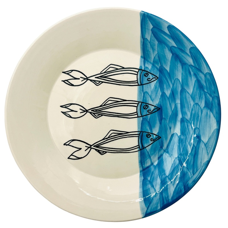 AKDC Round Ceramic Plate 24cm*3.5cm, Sardine Blue