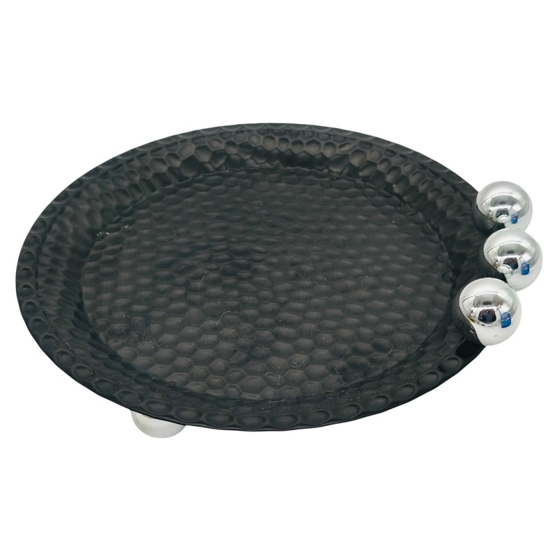 AKDC Round Metal Candy Plate 25cm*4cm, Black