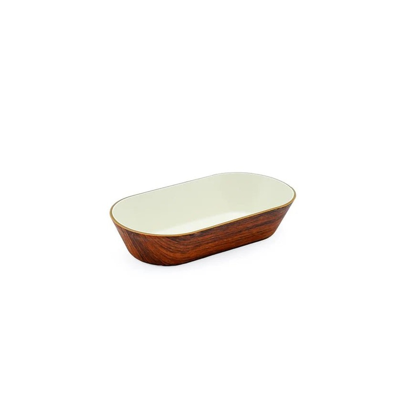 Evelin Cosmo Mini Oval Plate Wooden Texture Small 15cm-10342Mk