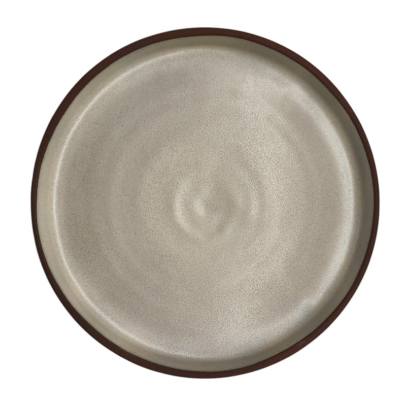Maria Terracotta Round Clay Dessert Plate-20cmX2cm-(FloralWhite&Clay)