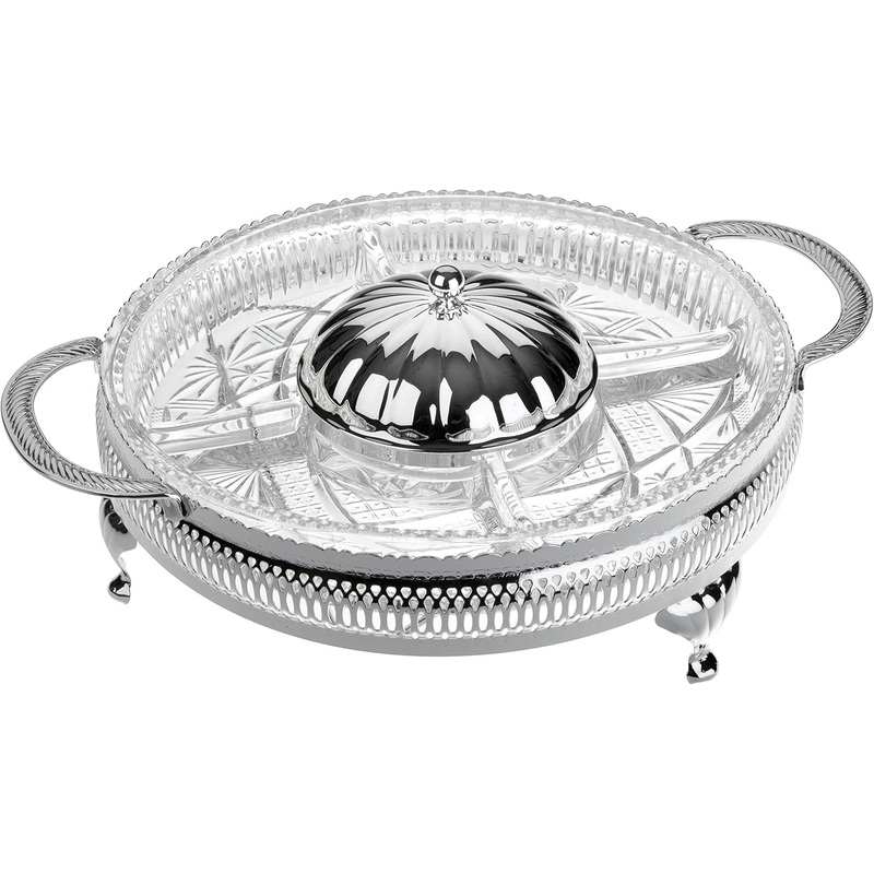 Queen Anne Hors Round d'oeuvre With Lid and Legs 5 Partition