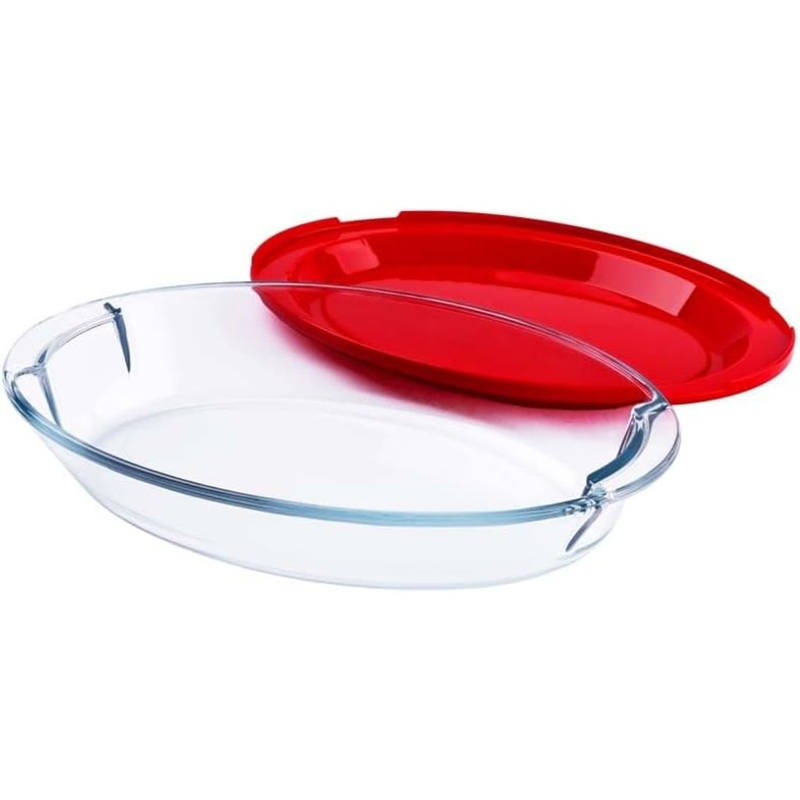 ROYALFORD Glass Baking Dish/Roaster with Lid 1.4 Liter, 29.5cm*21cm*7cm Oval Shape- RF 12198