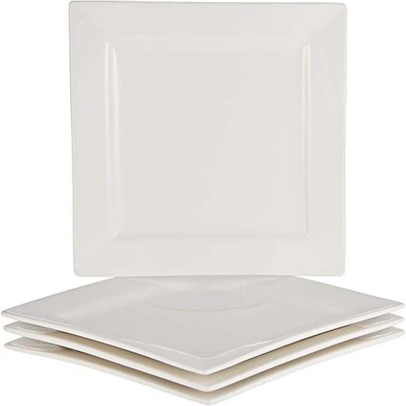 Symphony Square Plate - Set of 4, 19 cm,White