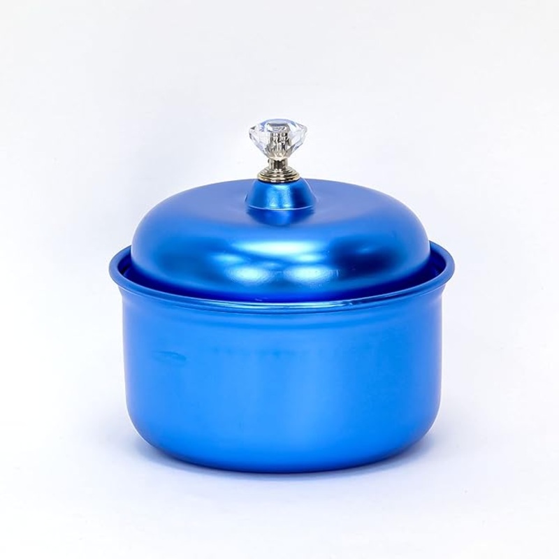 AKDC Decorative Aluminum Sugar Bowl/Box/Jar/Container/Pot with Lid, Unique Crystal Candy & Dry Fruits Bowl, Perfect for Home & Gift (12x9cm)