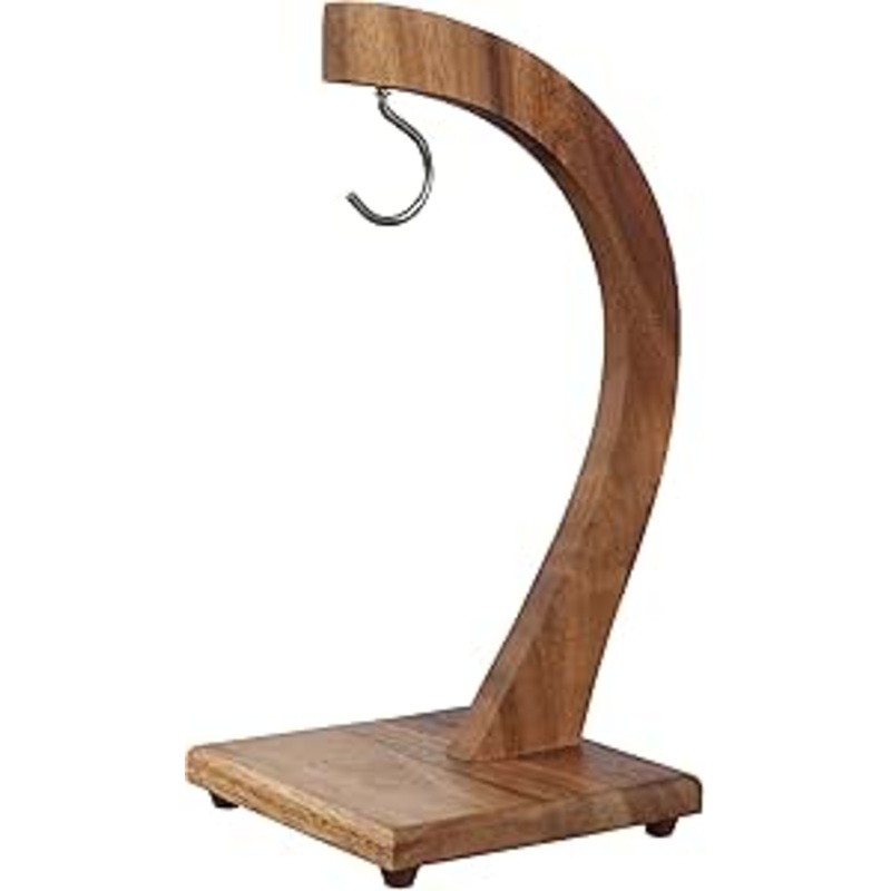 Billi banana tree hanger with hook, grape holder, stand, acacia wood utensils fruit storage rack for home kitchen or bar, brown, aca-104