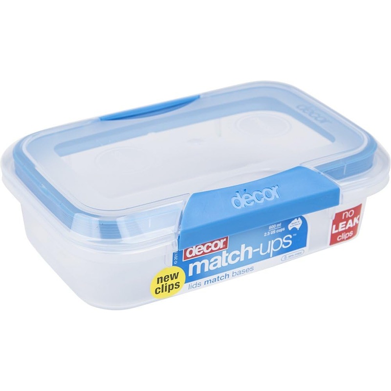 Dcor Match-ups Clips Oblong Food Storage Container Plastic , Blue, 600 ml, 231800-006