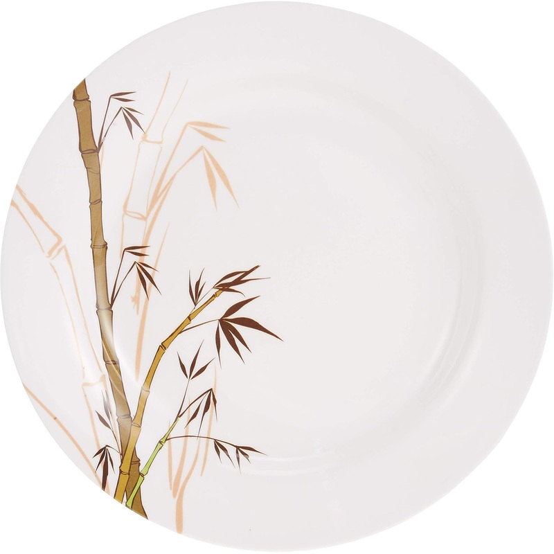 Dinewell Melamine Green Bamboo Round Soup Plate-27CM-White