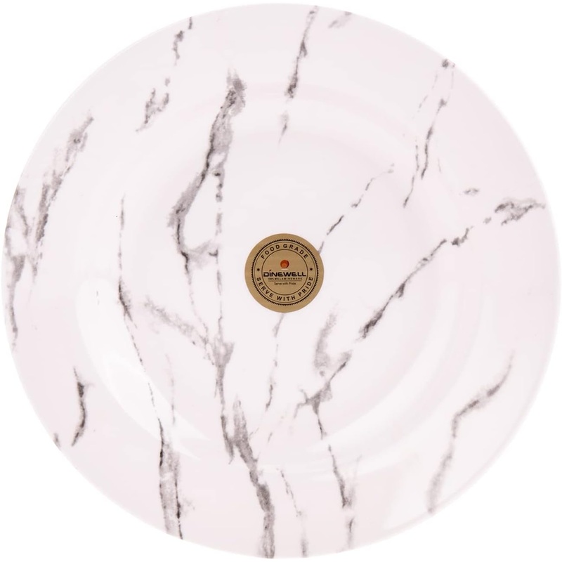 Dinewell Melamine Round Serving Soup Plate-23CM-White&Grey
