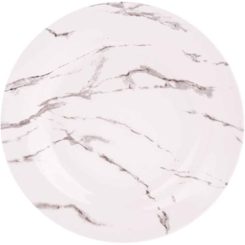 Dinewell Melamine Round Soup Serving Plate -27CM-White&Grey