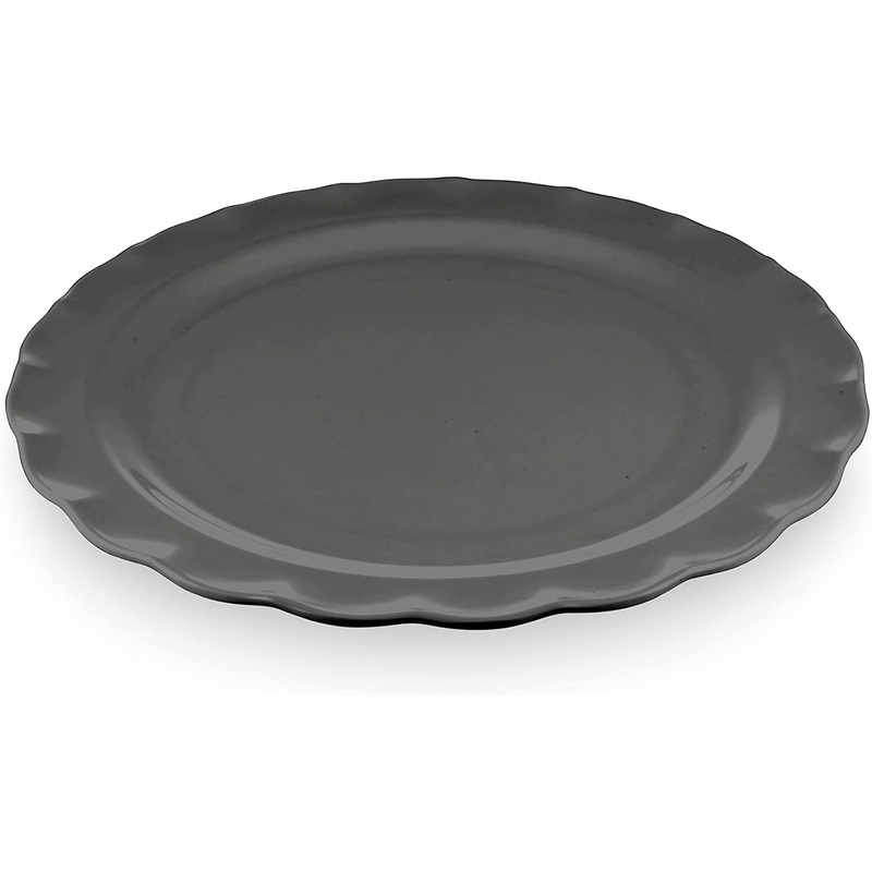 Harmony Melamine Horeca Big Serving Flower Plate-36.5cmX2cm-Black